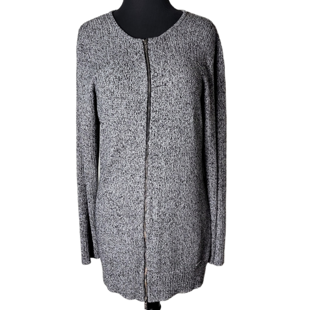 Calvin Klein zip up ribbed knit crew neck cardigan sweater size medium